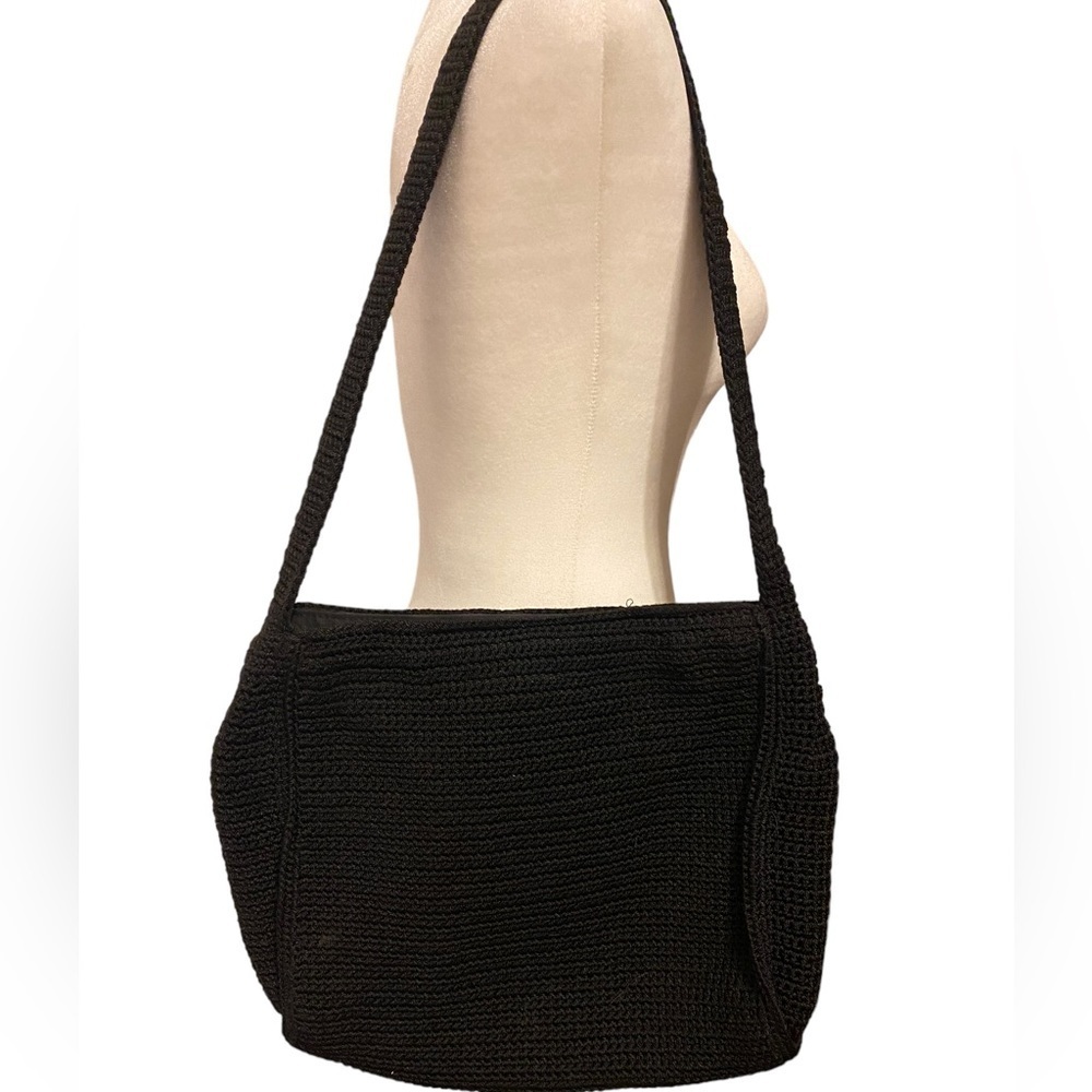 THE SAK's Indio‎ Black Crochet Medium Tablet Bag Purse - Picture 2 of 10